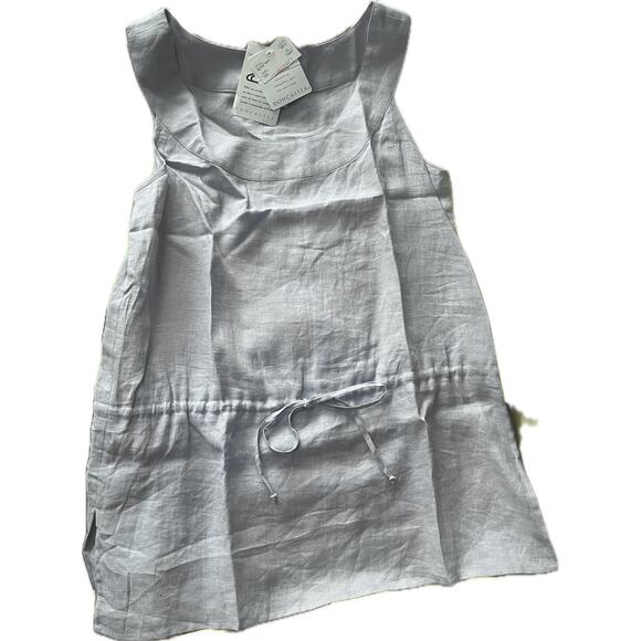DonCaster 100% linen periwinkle blue chambray sleeveless top relaxed Small NWT - Picture 1 of 4